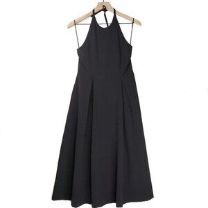 NEW Ann‎ Taylor Midi Halter Dress Pleated Sleeveless 4 Black LBD NWT